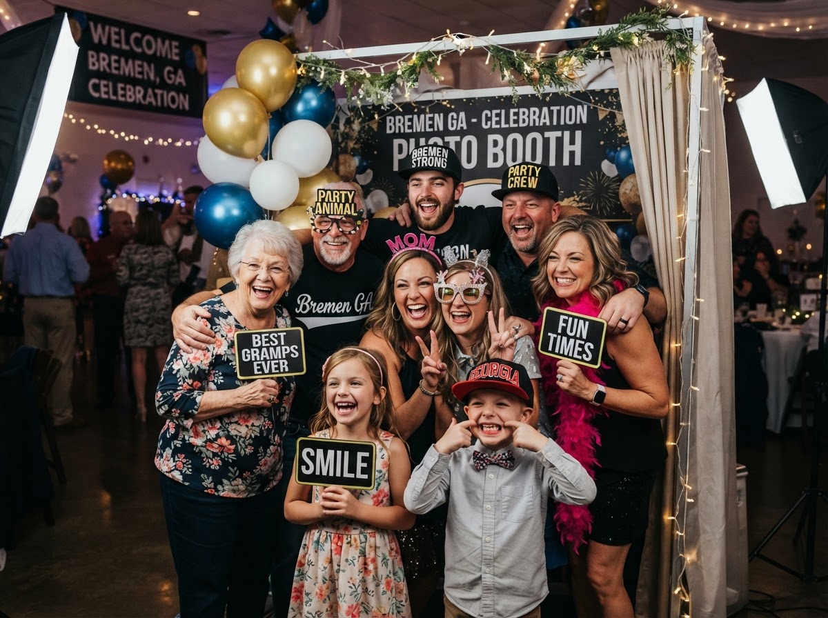 Guests using a party photo booth in Bremen