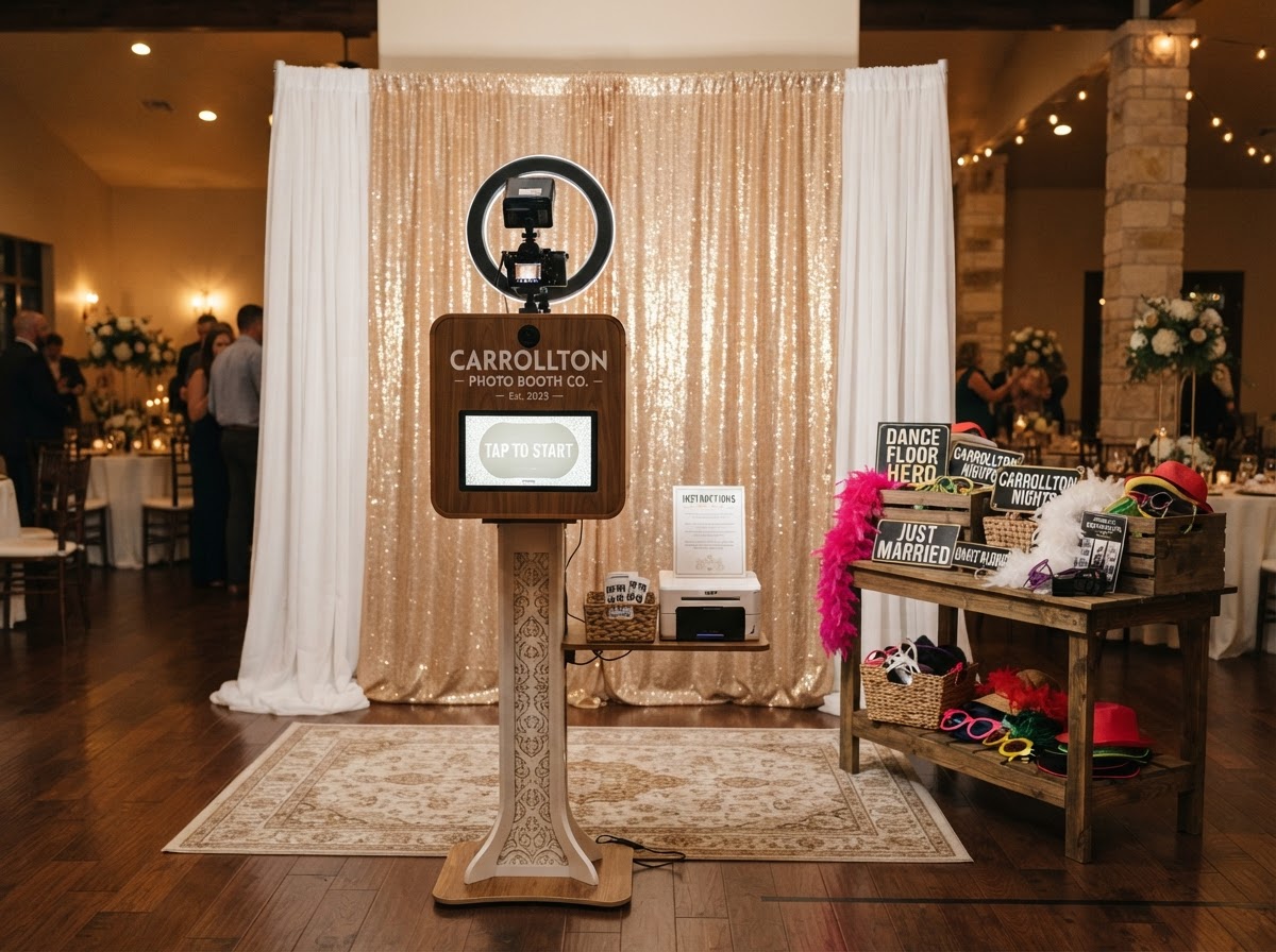 Photo booth setup ready for a Carrollton event