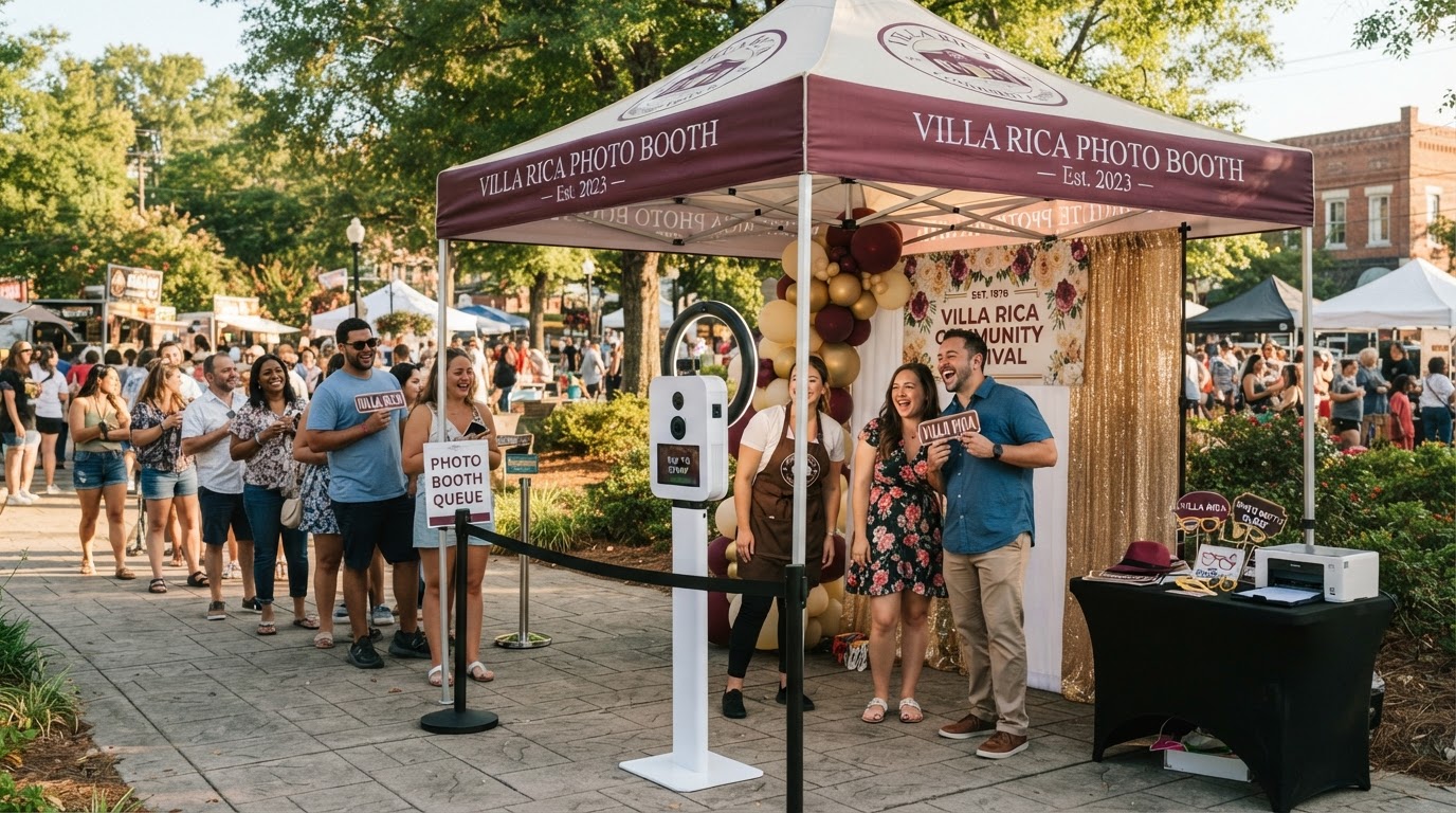 Outdoor open-air photo booth setup in Villa Rica