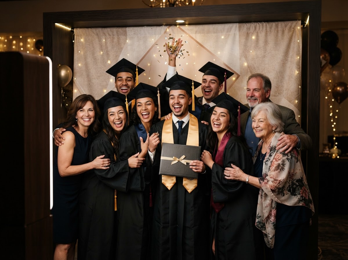 Graduation photo booth for a Carrollton school event