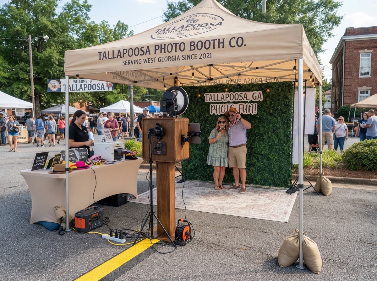 Covered outdoor photo booth setup in Tallapoosa Georgia