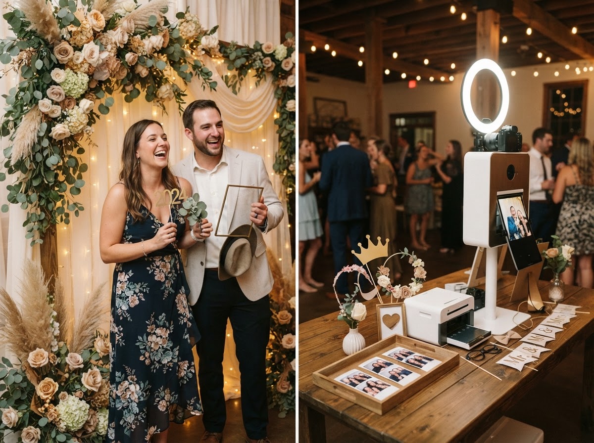 Party photo booth backdrop props and prints in Newnan