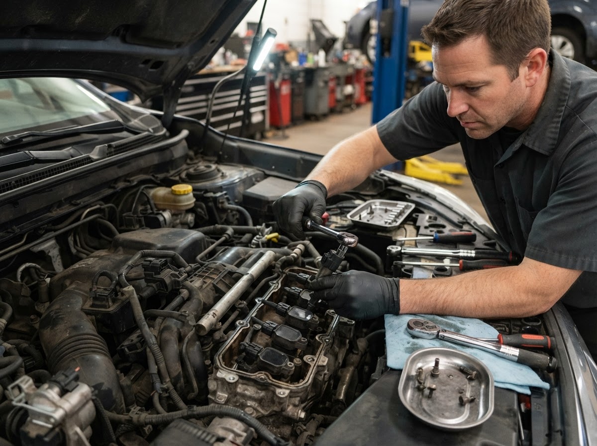 Spark plug and ignition system maintenance by a mobile mechanic in Walker MI.