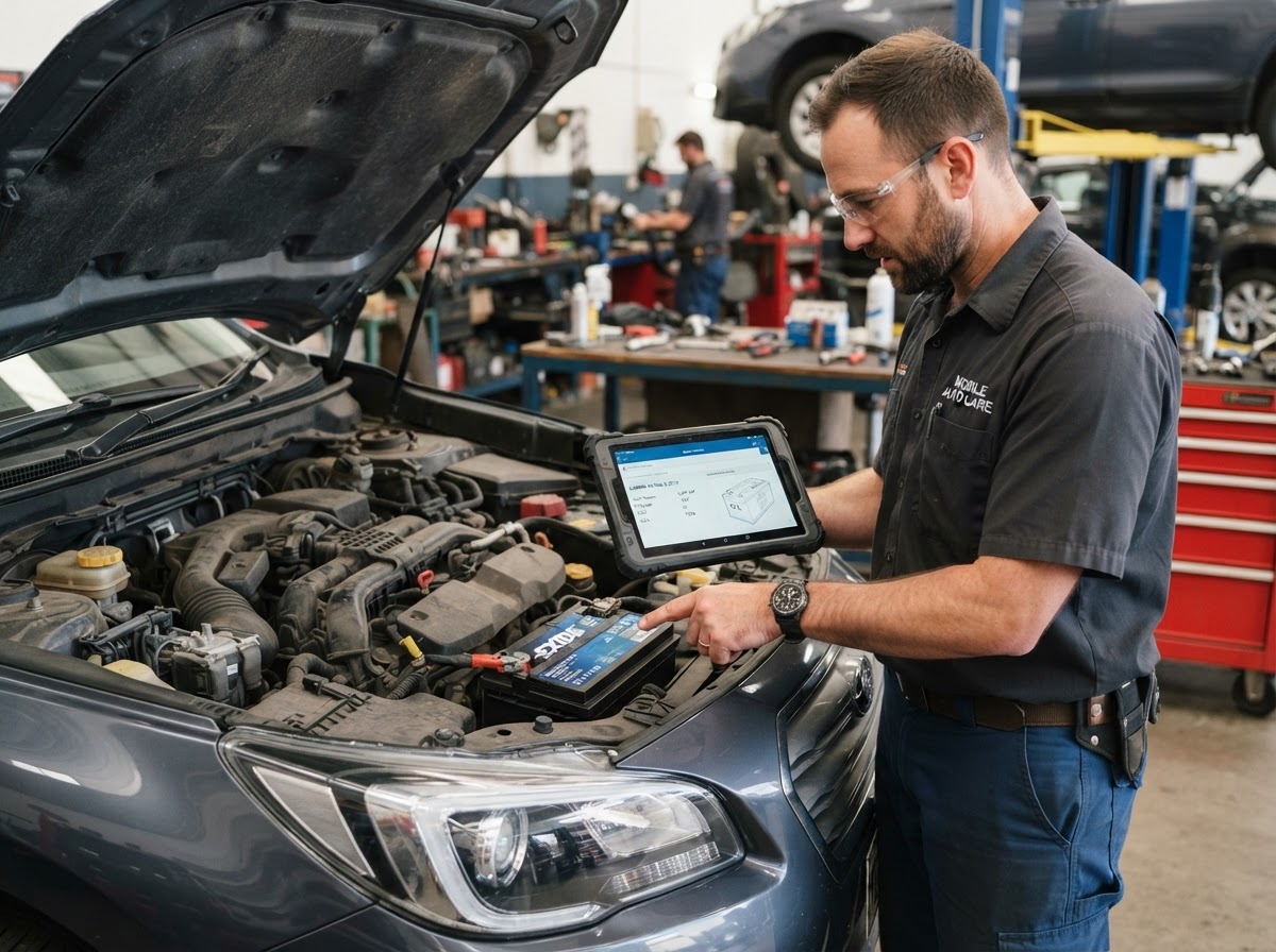 Vehicle-specific battery fitment check for mobile replacement in Walker.