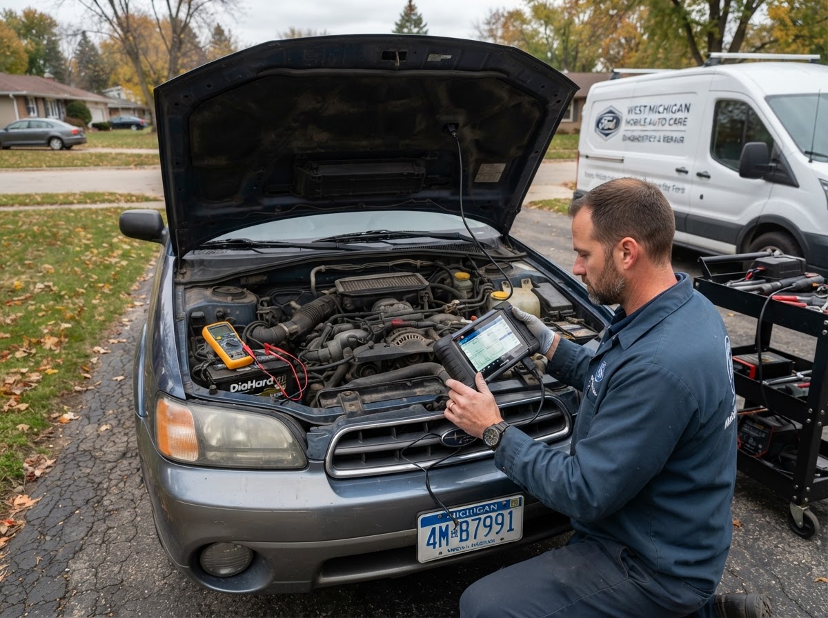 Mobile no-start vehicle diagnosis in Allendale Michigan.