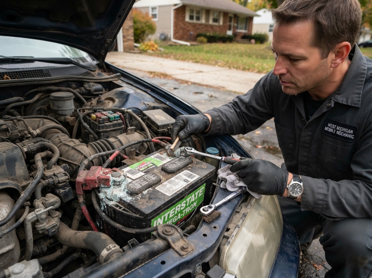 Battery terminal and connection inspection in Grand Rapids MI.