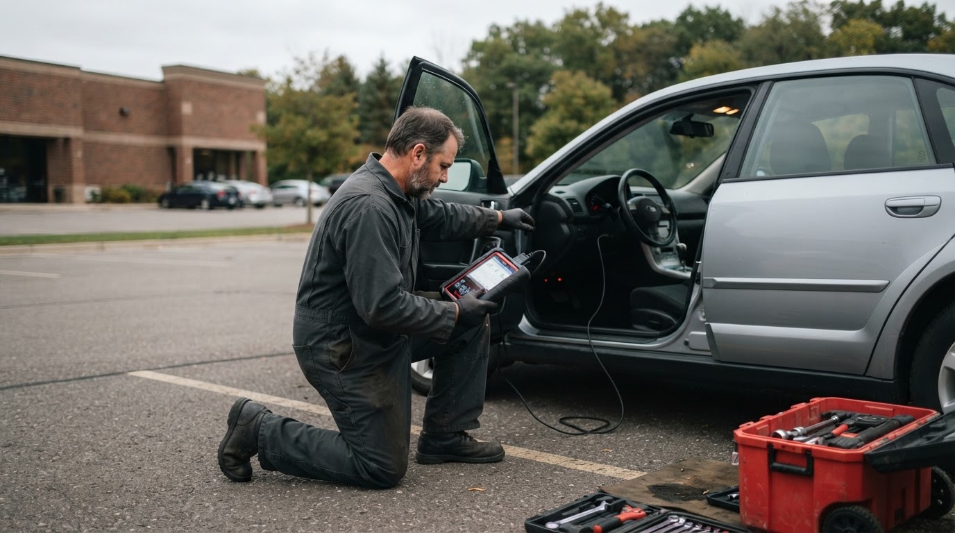 Mobile mechanic providing vehicle service in Comstock Park Michigan.