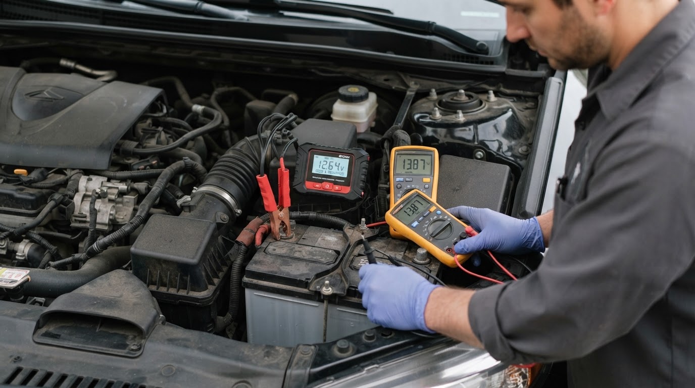 Automotive battery and charging system testing at a vehicle location in Walker.