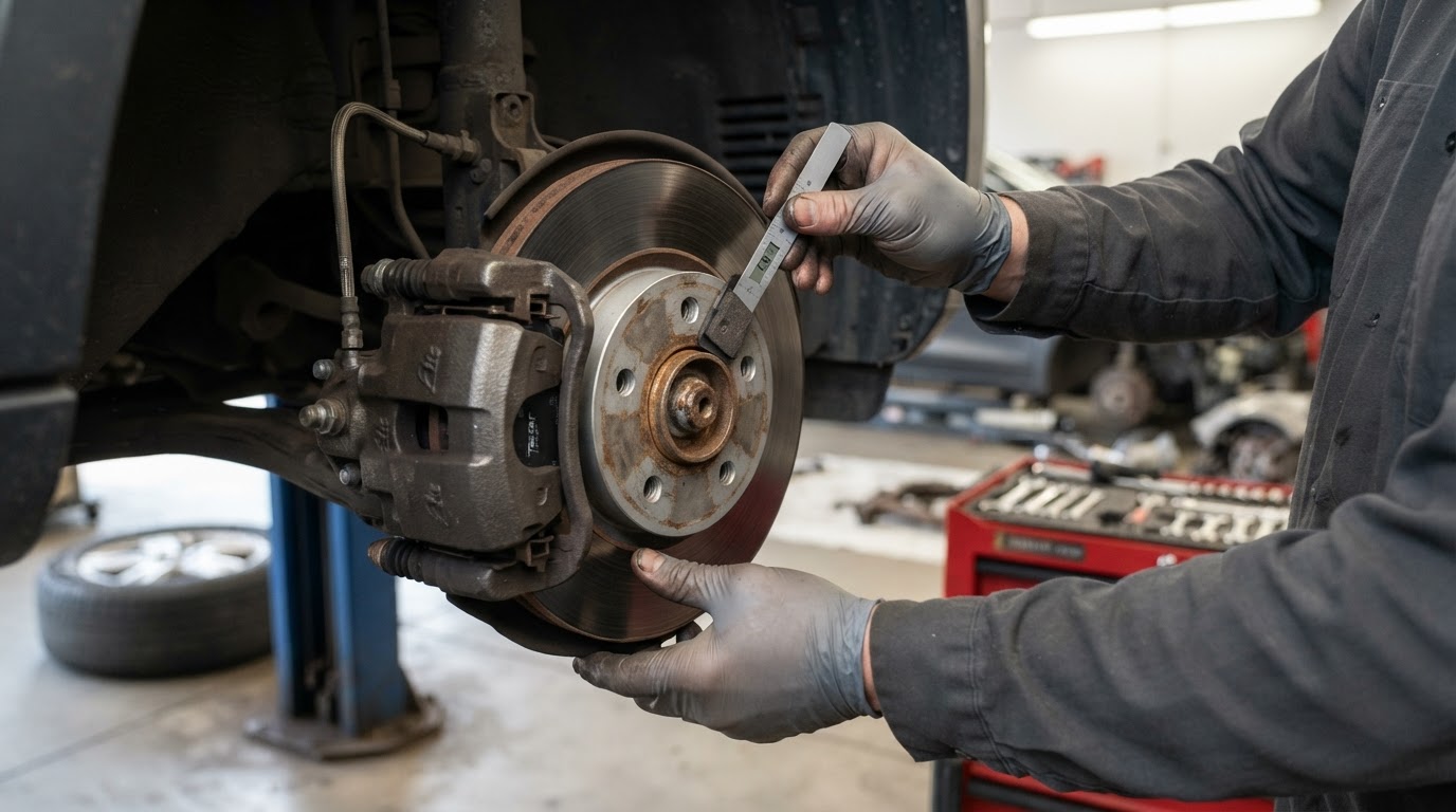 Brake pad rotor and caliper inspection in Hudsonville MI.