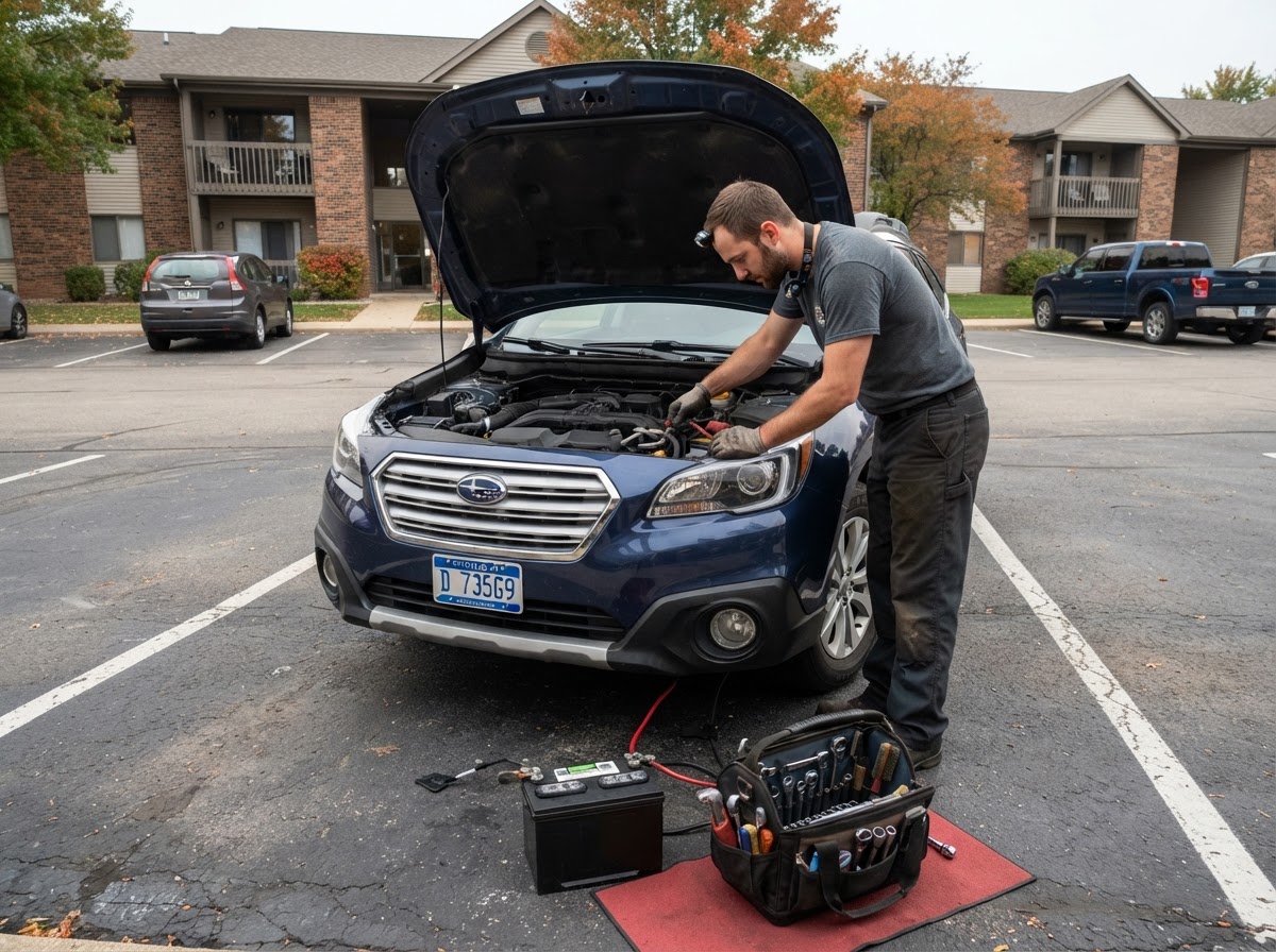 Mobile car battery service in Allendale MI.