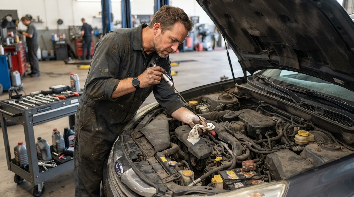 Used car engine bay inspection in Jenison MI.