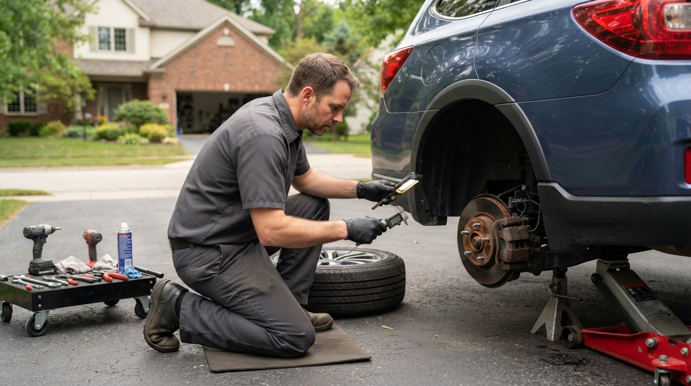 Mobile brake inspection and repair service in Walker Michigan.