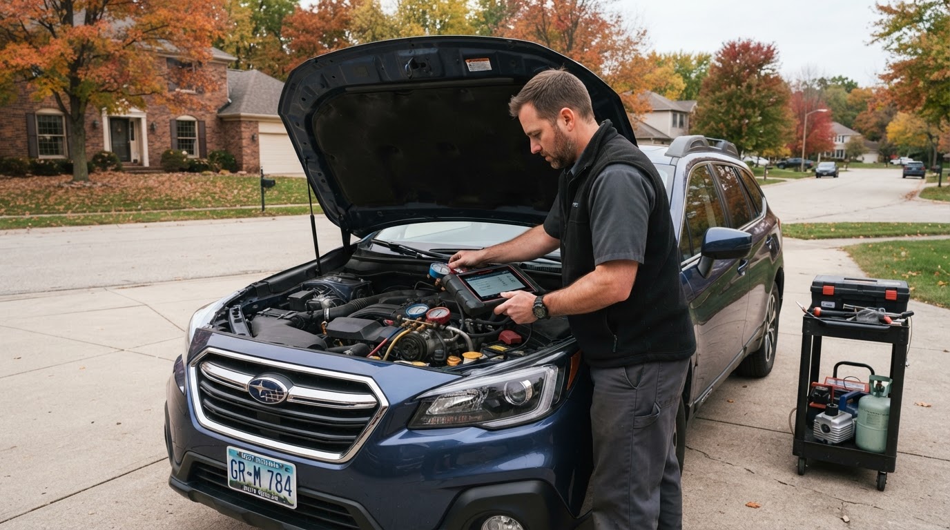 Mobile car air conditioning and heating diagnosis in Walker Michigan.