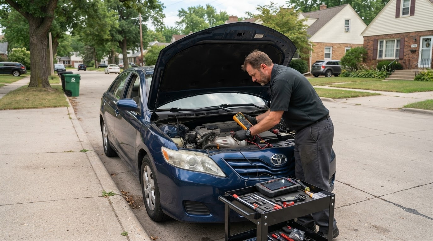 Mobile starter diagnosis and repair service in Walker Michigan.