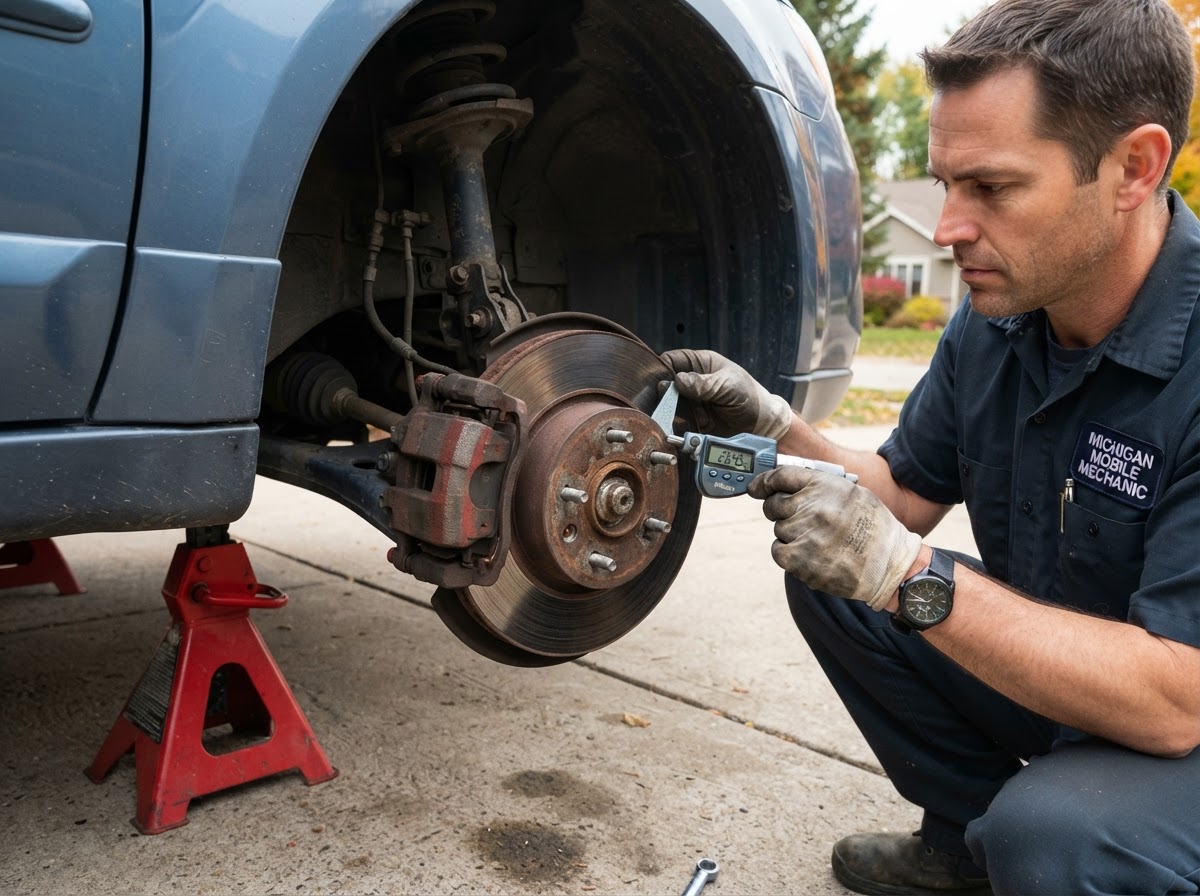 Brake pad and rotor inspection in Wyoming MI.