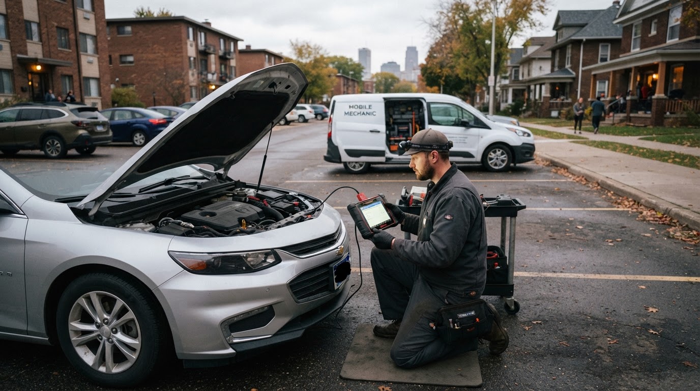 Mobile vehicle diagnostic service in the Grand Rapids Michigan area.