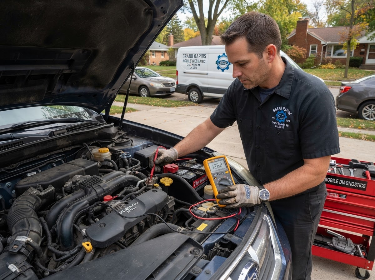 Starting circuit testing for a no-crank vehicle in Grand Rapids MI.