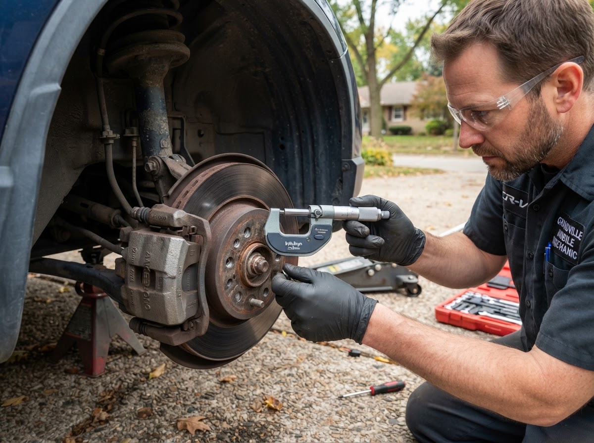 Brake pad rotor and caliper inspection in Grandville MI.
