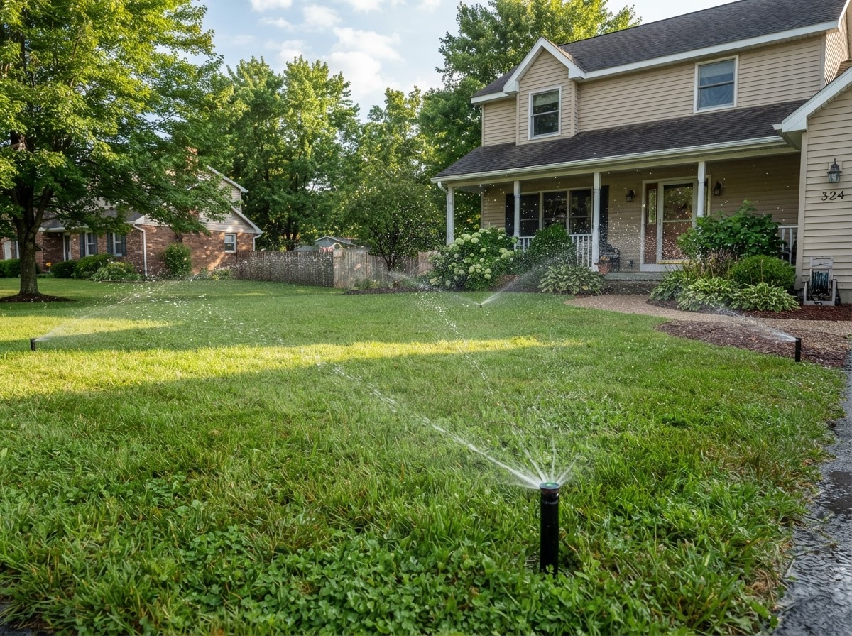 Lawn irrigation coverage at a residential property