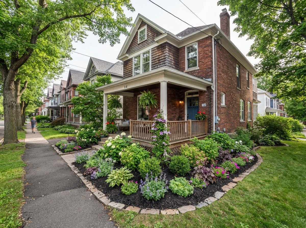 Residential planting bed design at a Syracuse property