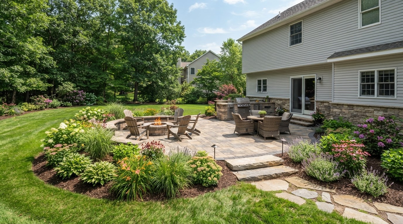 Paver patio and outdoor living landscaping in Cicero