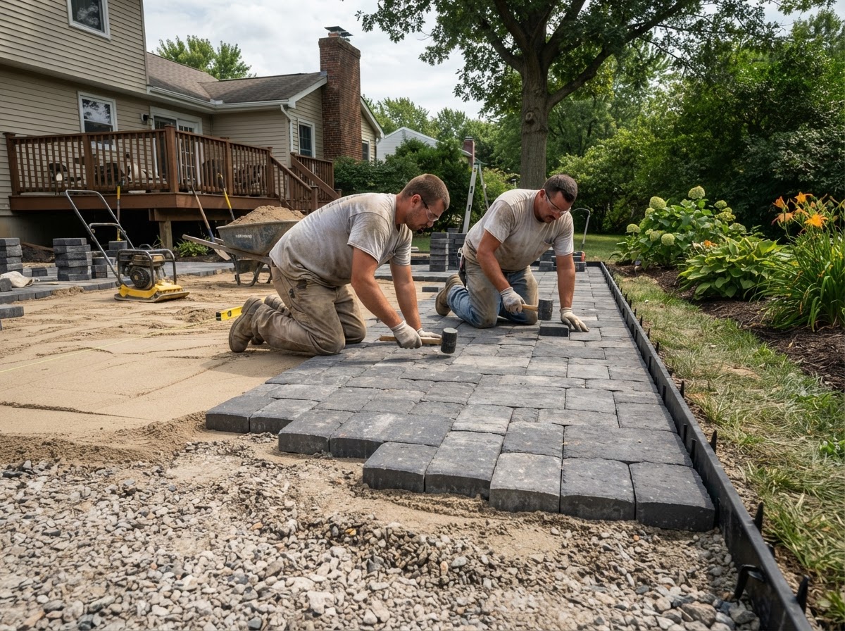Residential paver patio installation