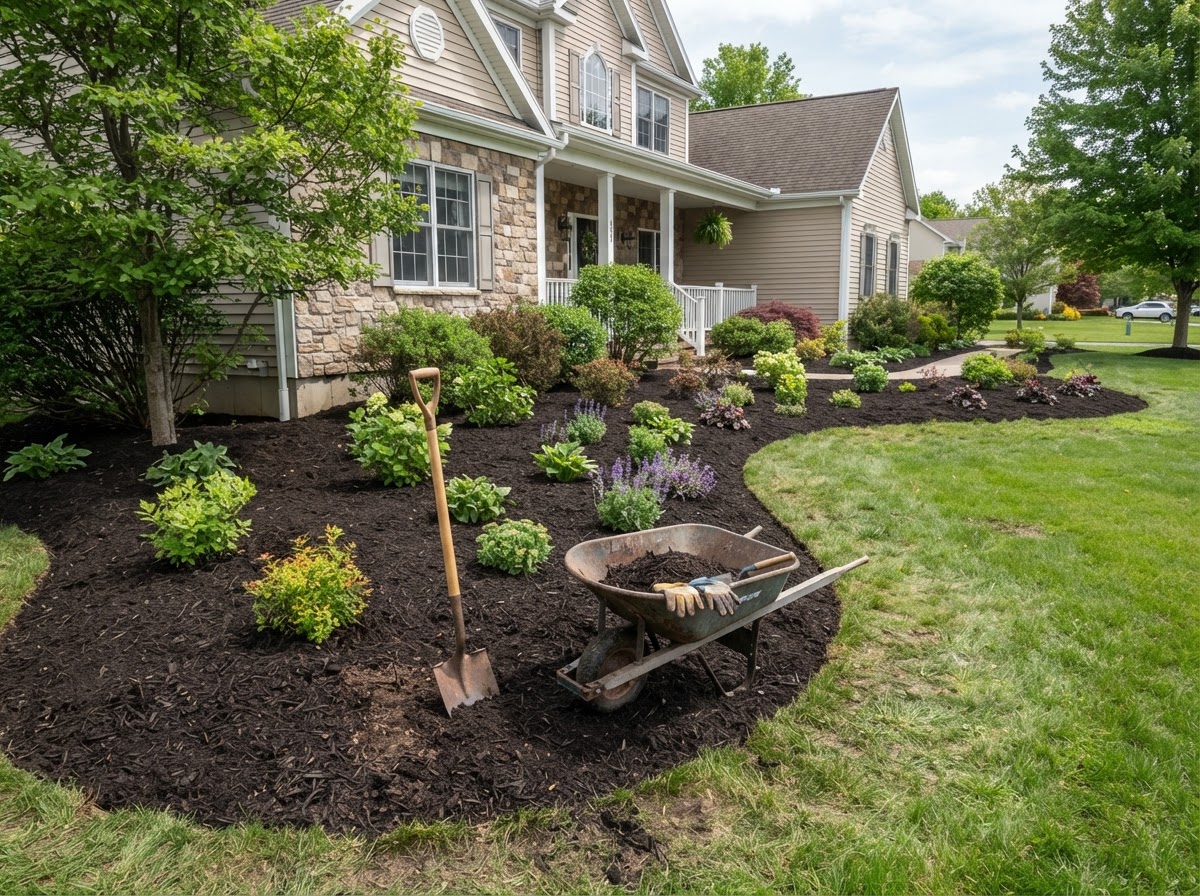 Residential planting bed design in Clay