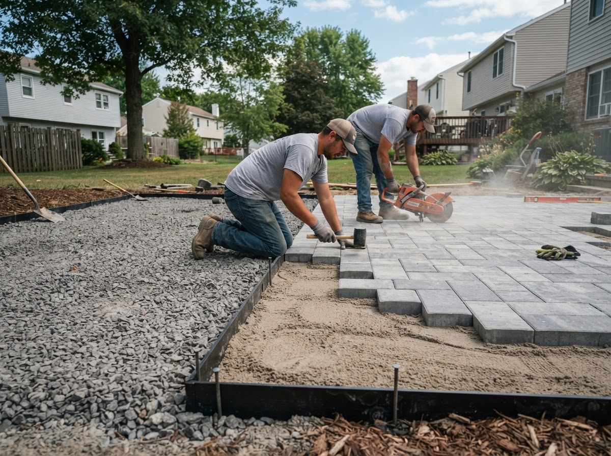 Paver and hardscape preparation for a residential project