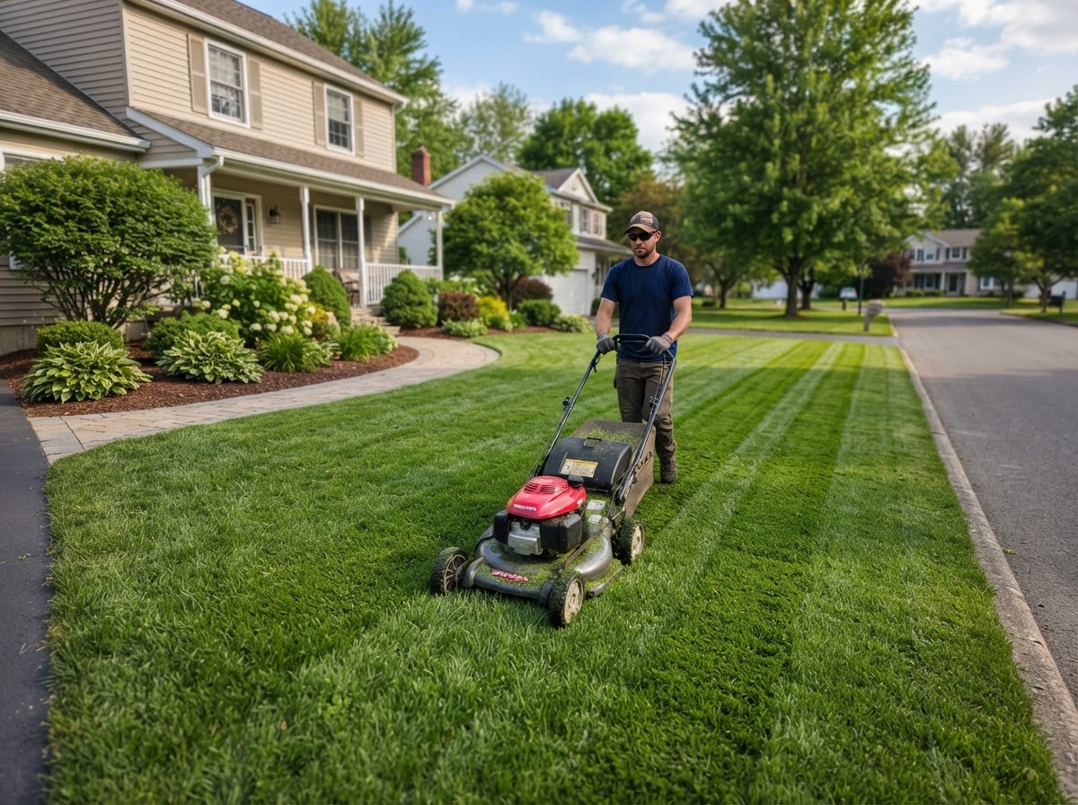Residential lawn mowing service in Salina, New York
