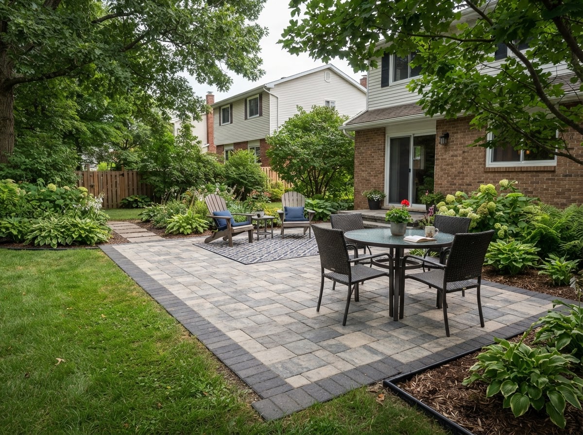 Residential paver patio installation in Salina, New York