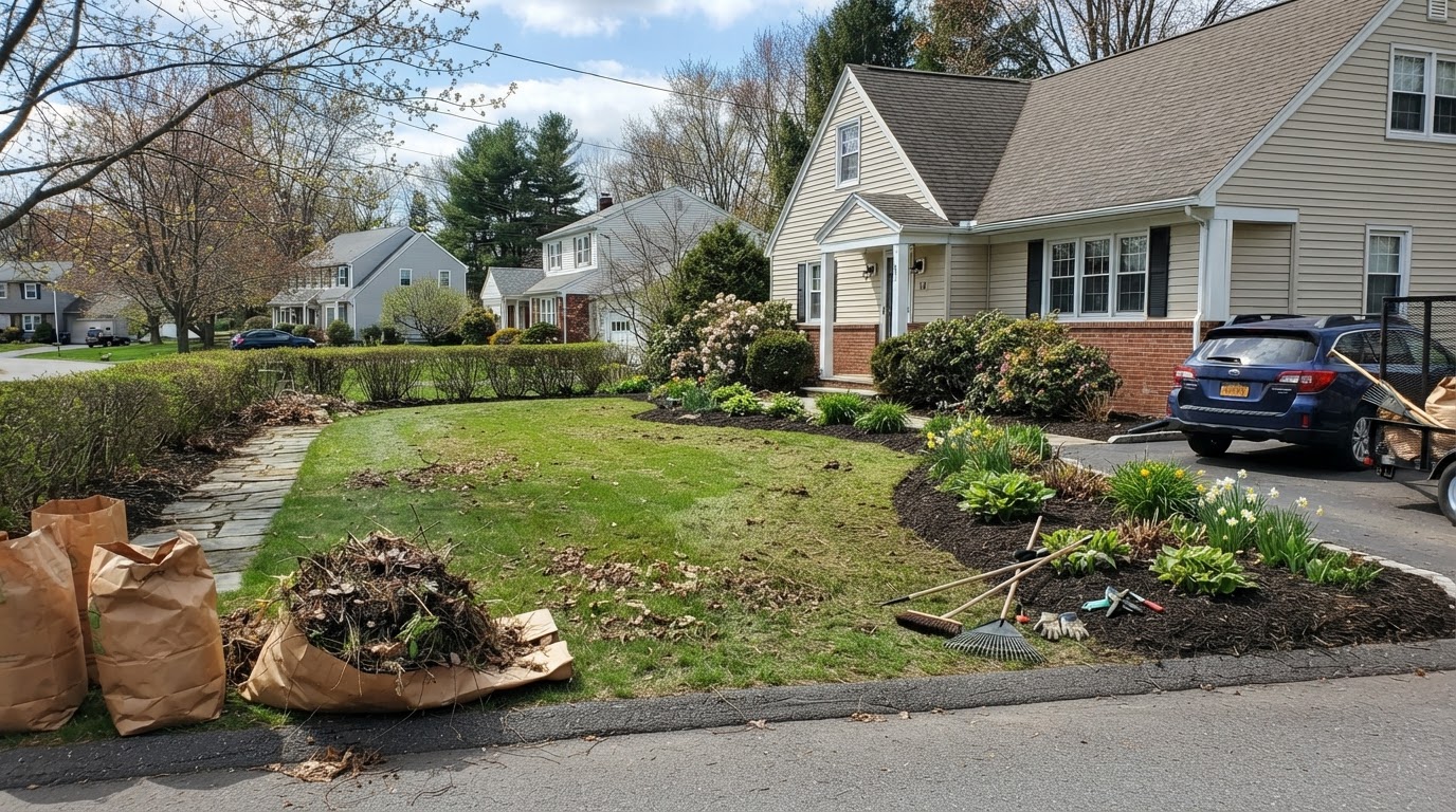 Residential lawn care at a North Syracuse property