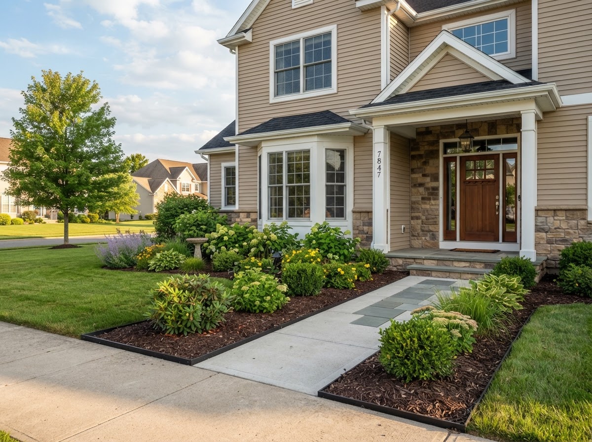 Foundation planting bed design in North Syracuse