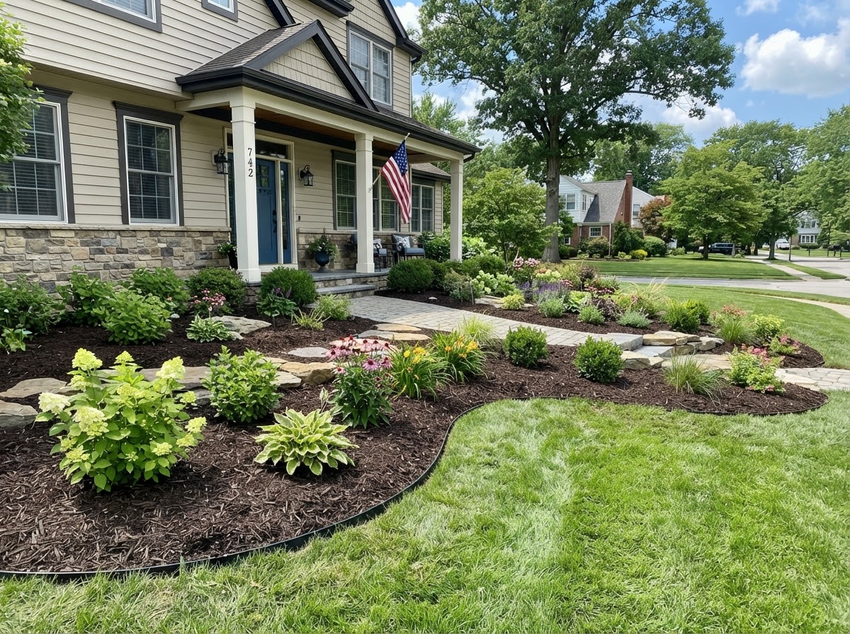 Residential planting bed design in Cicero