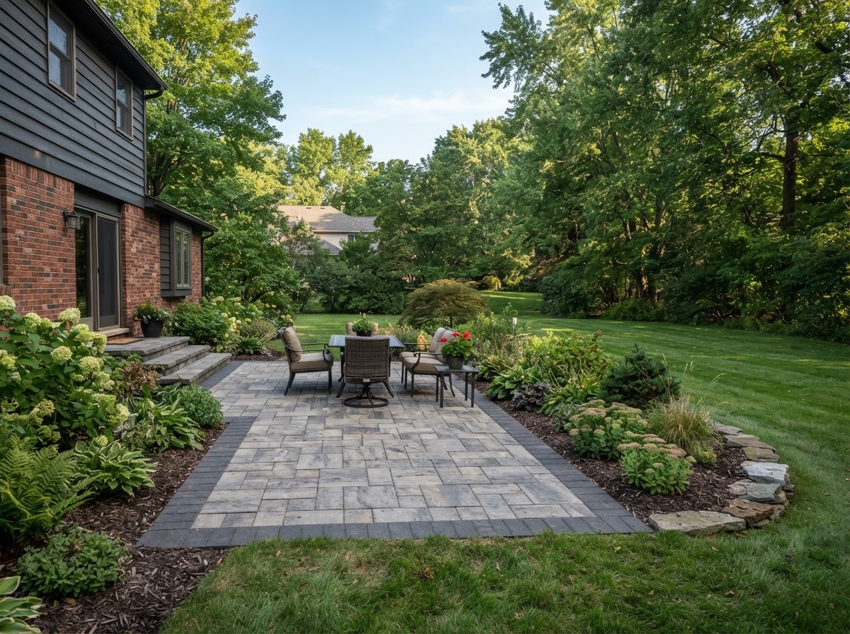 Paver patio installation in Liverpool, New York