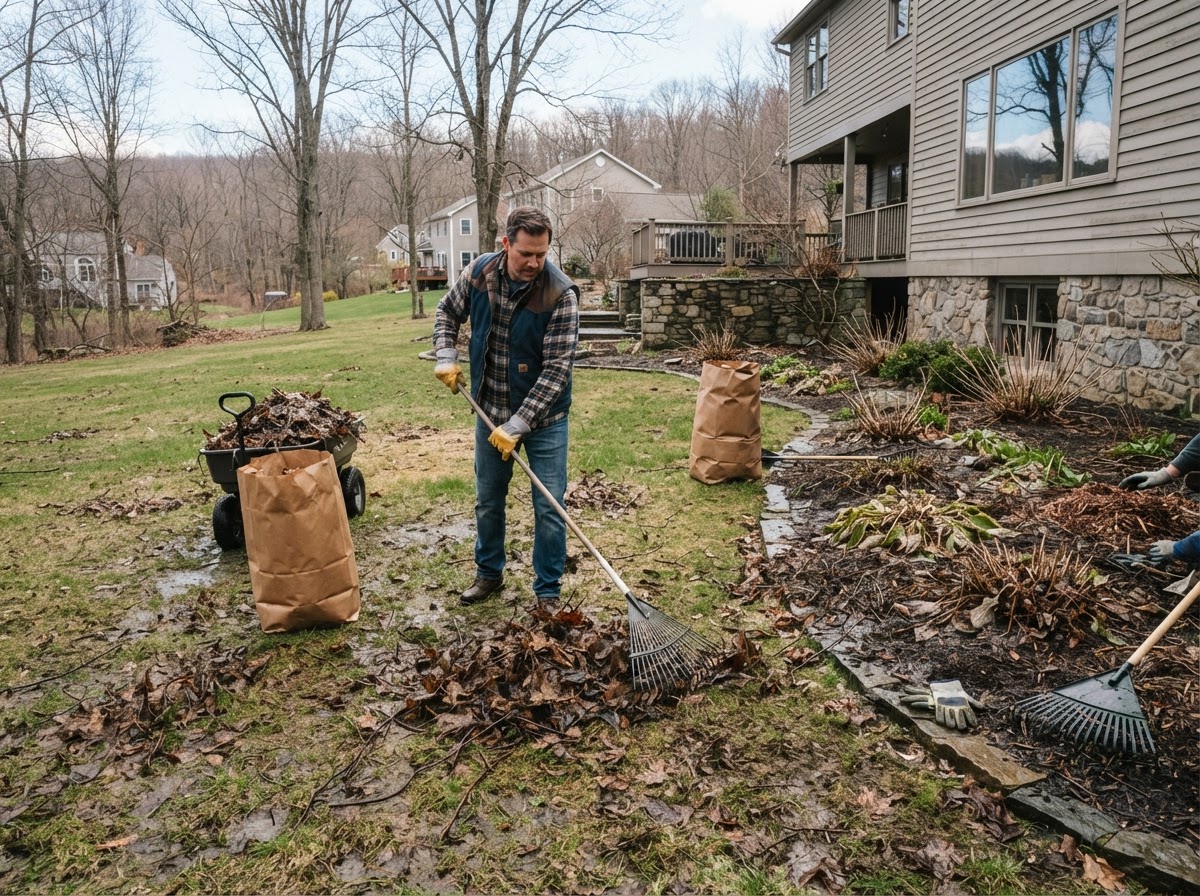 Spring lawn and landscape cleanup after Central New York winter