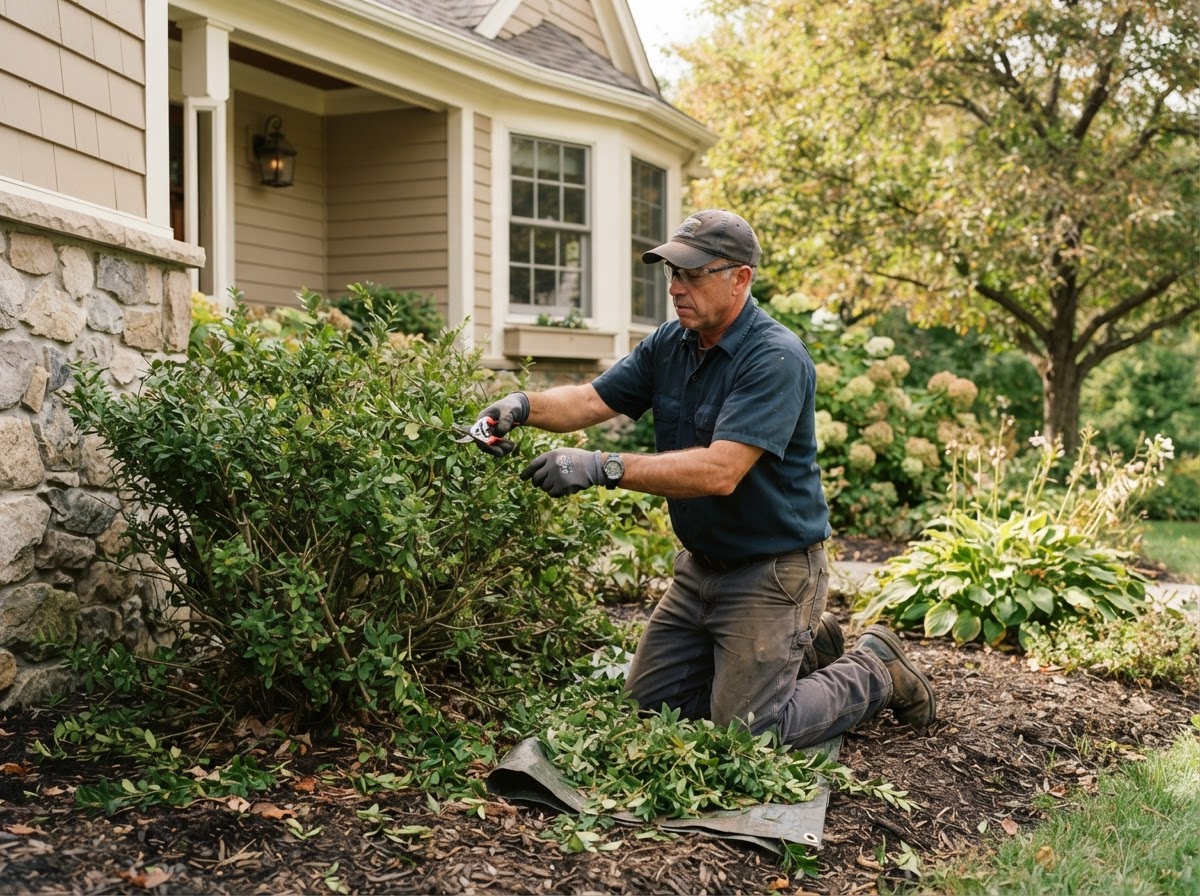Residential shrub pruning and landscape maintenance