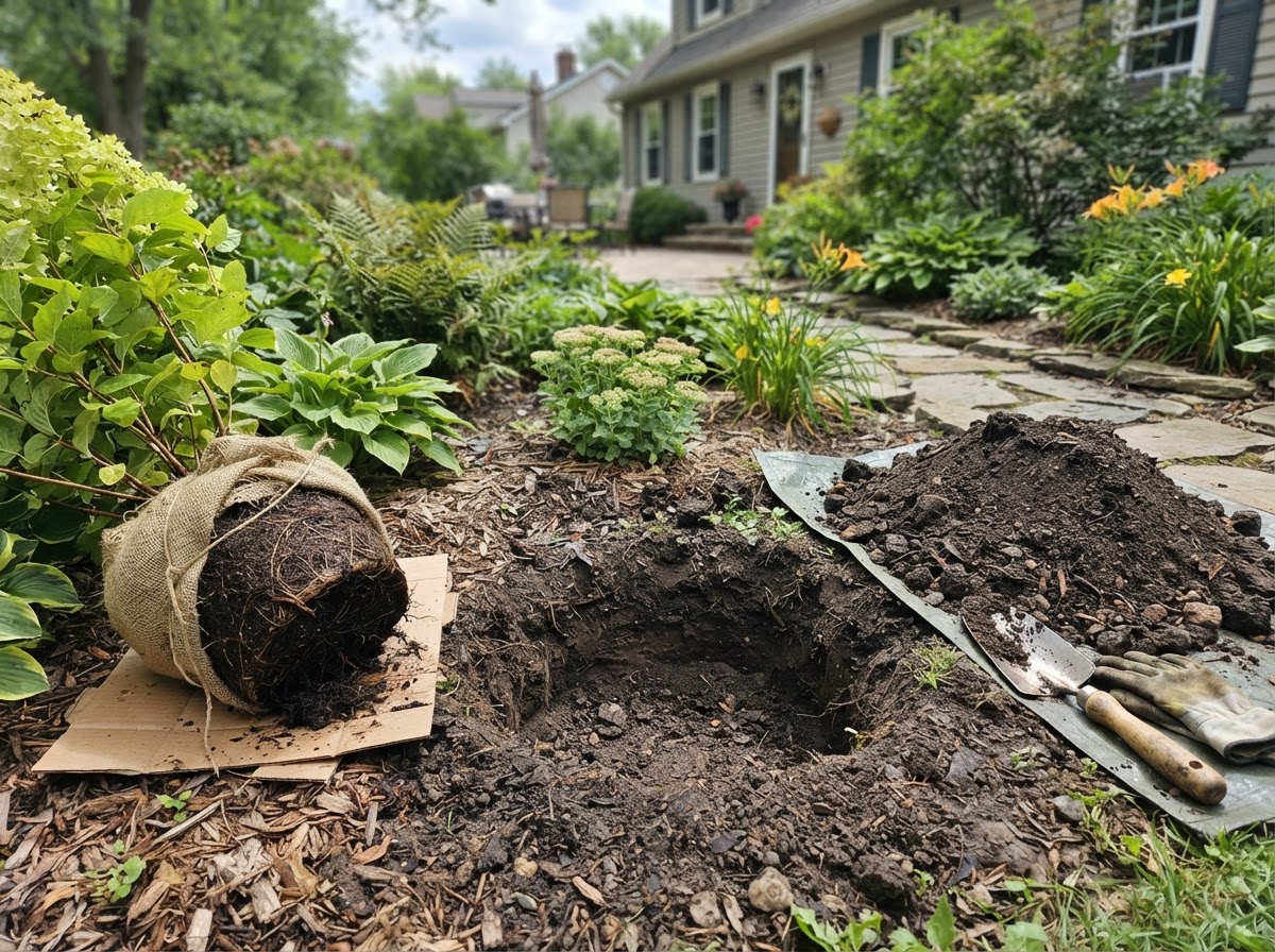 Prepared root zone for residential shrub installation