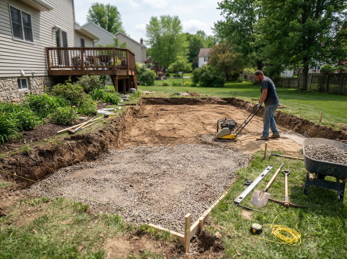 Excavation and subgrade preparation for a residential paver patio