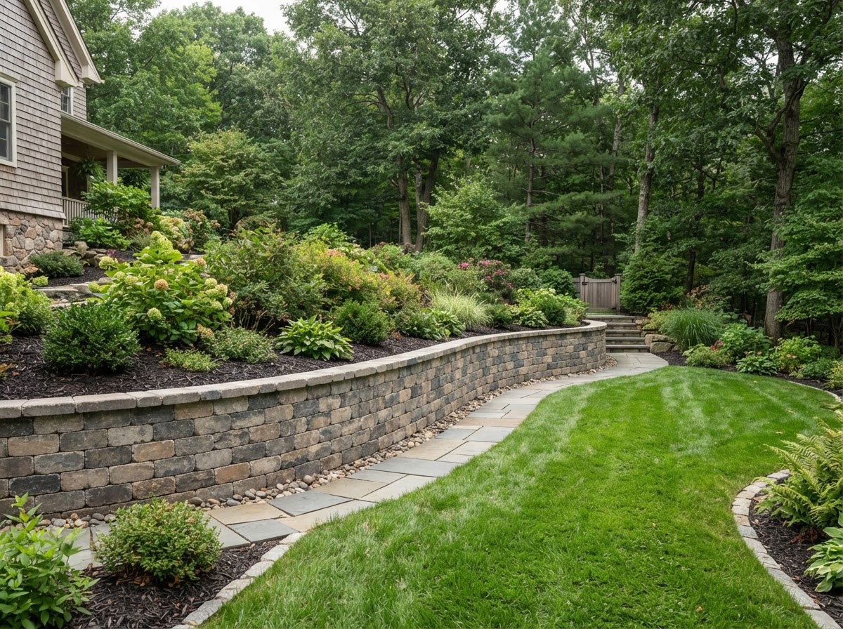 Residential retaining wall installation in Salina, New York