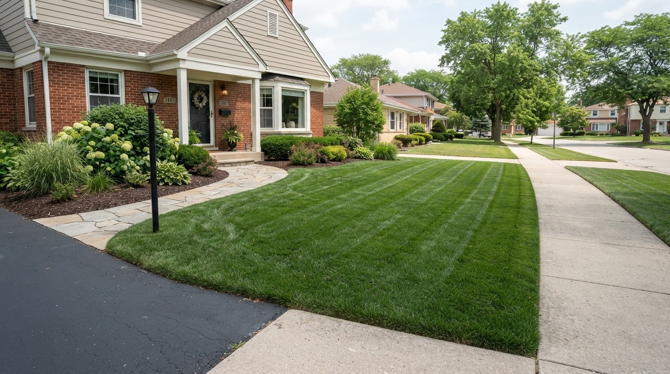 Residential lawn care at a Cicero-area property