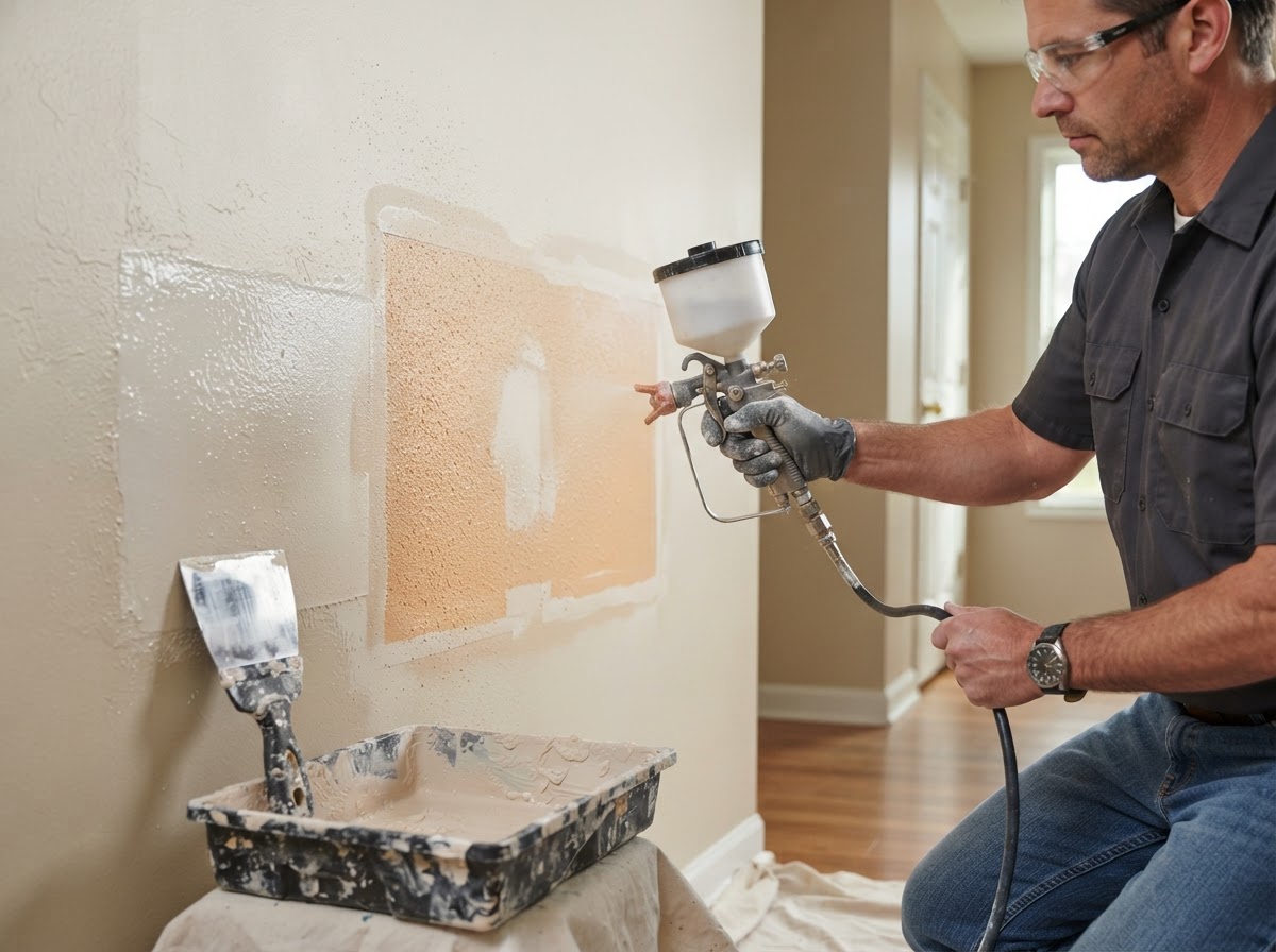 Drywall texture application and matching in an Avon Ohio interior
