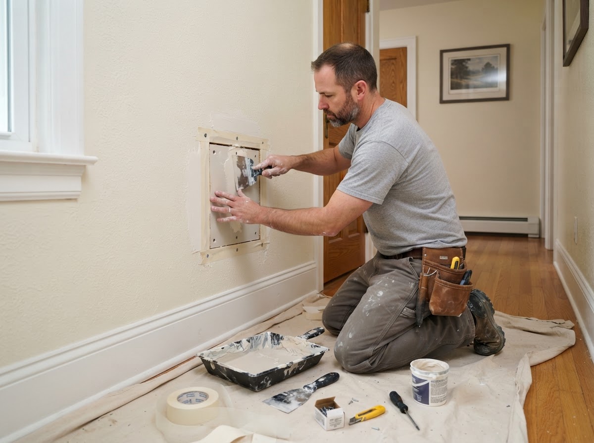 Drywall repair in a mixed-era traditional Olmsted Falls Ohio residential interior