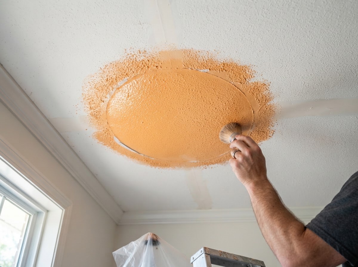 Ceiling texture matching after a drywall repair