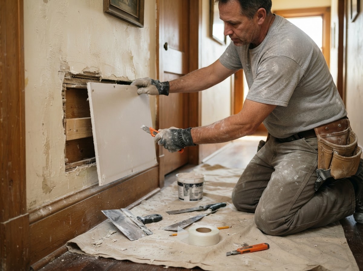 Drywall repair inside an established Elyria Ohio residential interior