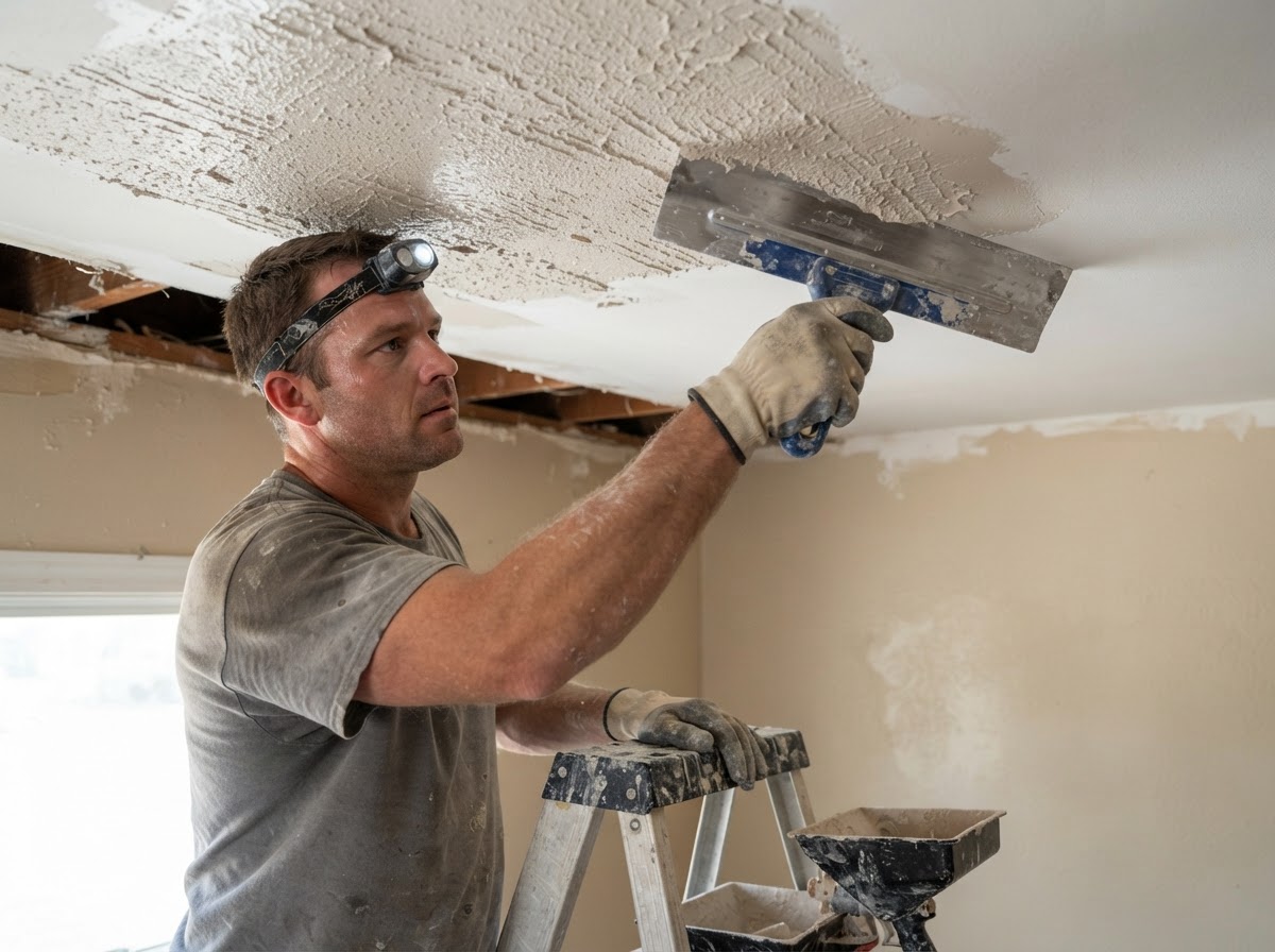 Drywall texture application and matching in a mixed-era Avon Lake Ohio interior