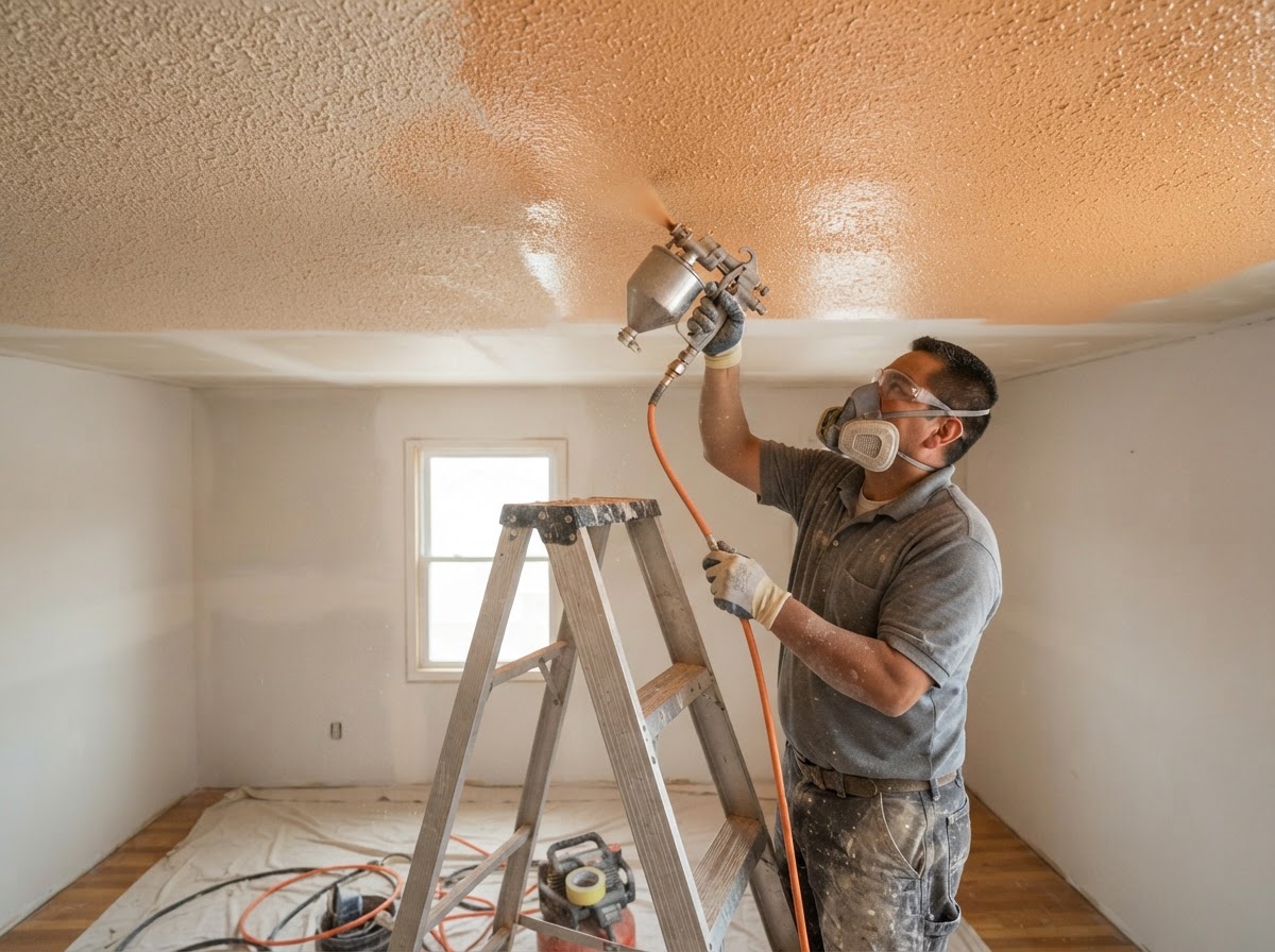 Commercial drywall finishing with taping and compound
