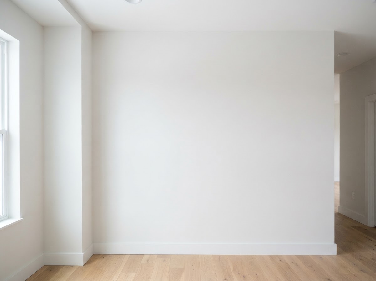 Clean newly finished drywall wall ready for paint in a residential interior