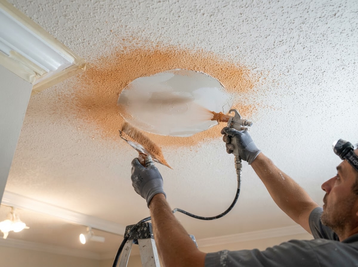 Ceiling texture matching after a ceiling drywall repair