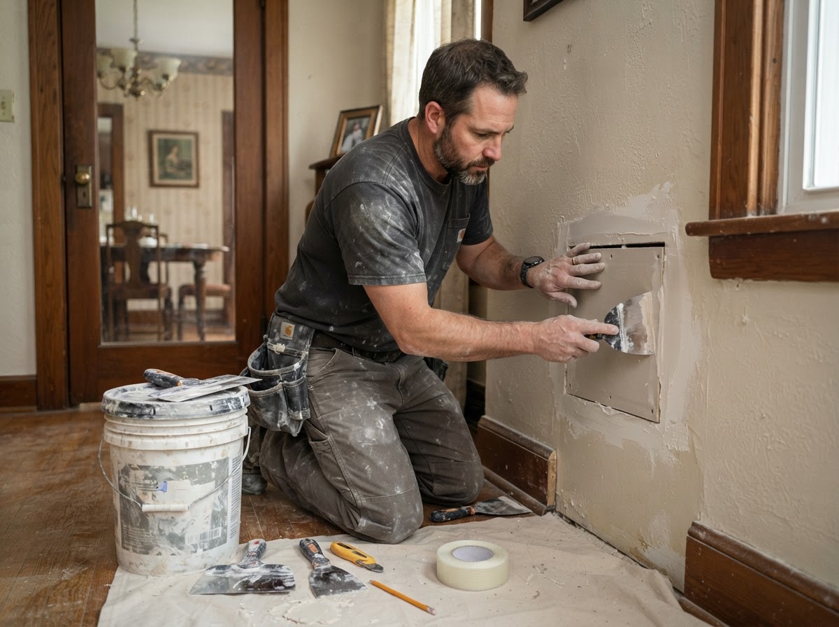 Drywall repair in a mixed-era Olmsted Falls Ohio residential interior