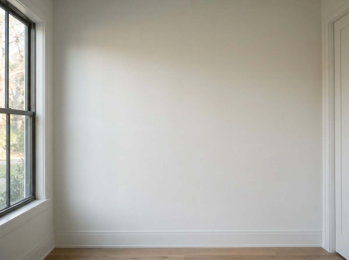 Smooth finished drywall wall under natural side lighting